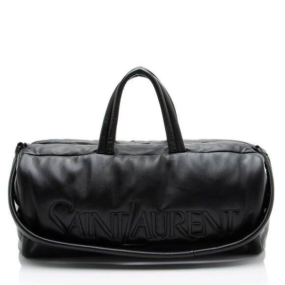 Saint Laurent Handbags - Saint Laurent Lambskin Logo Puffer Duffle